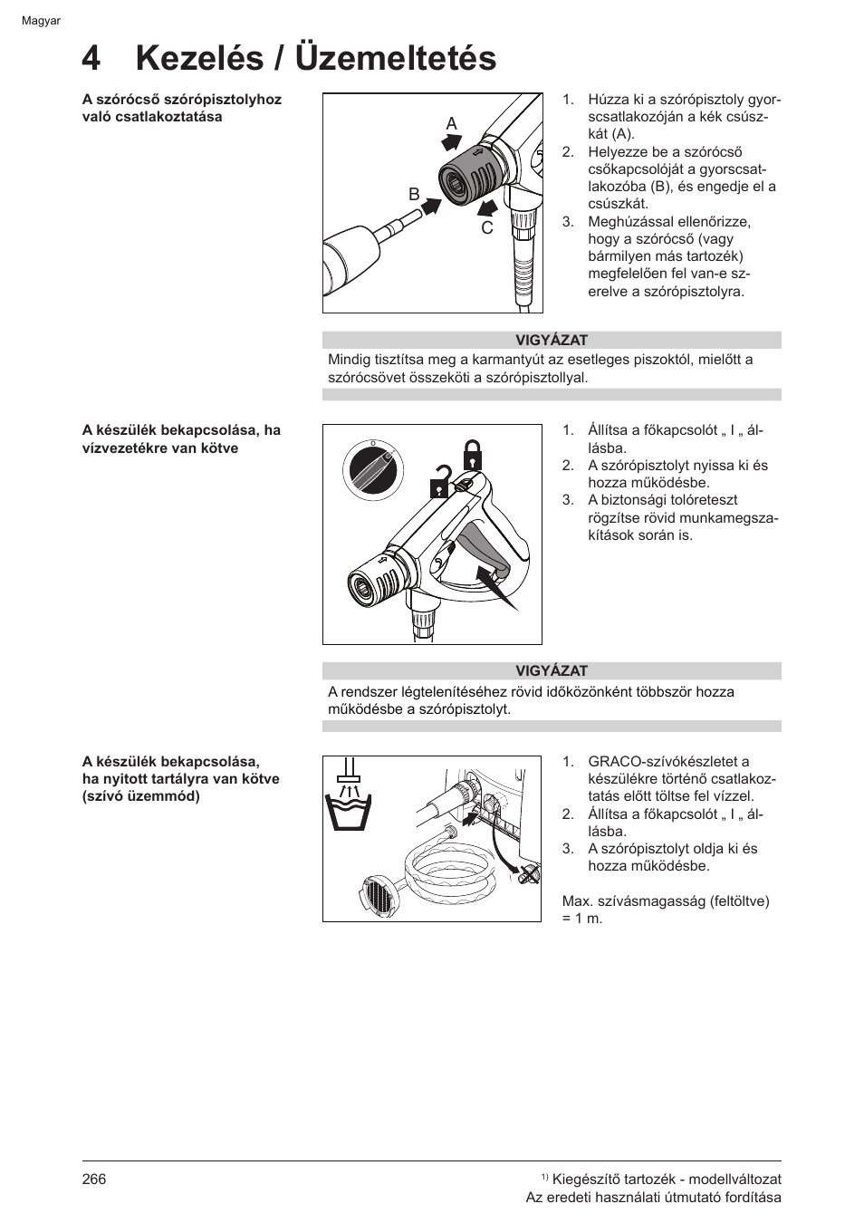 4 kezelés / üzemeltetés | Graco AquaMax 2335E User Manual | Page 266 / 376