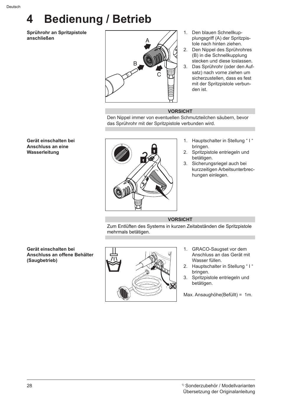 4 bedienung / betrieb | Graco AquaMax 2335E User Manual | Page 28 / 376