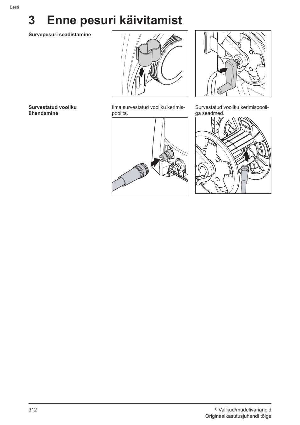 3 enne pesuri käivitamist | Graco AquaMax 2335E User Manual | Page 312 / 376
