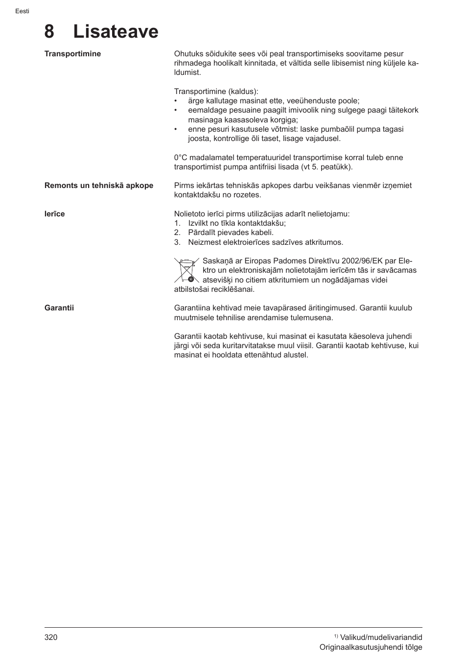 8 lisateave | Graco AquaMax 2335E User Manual | Page 320 / 376