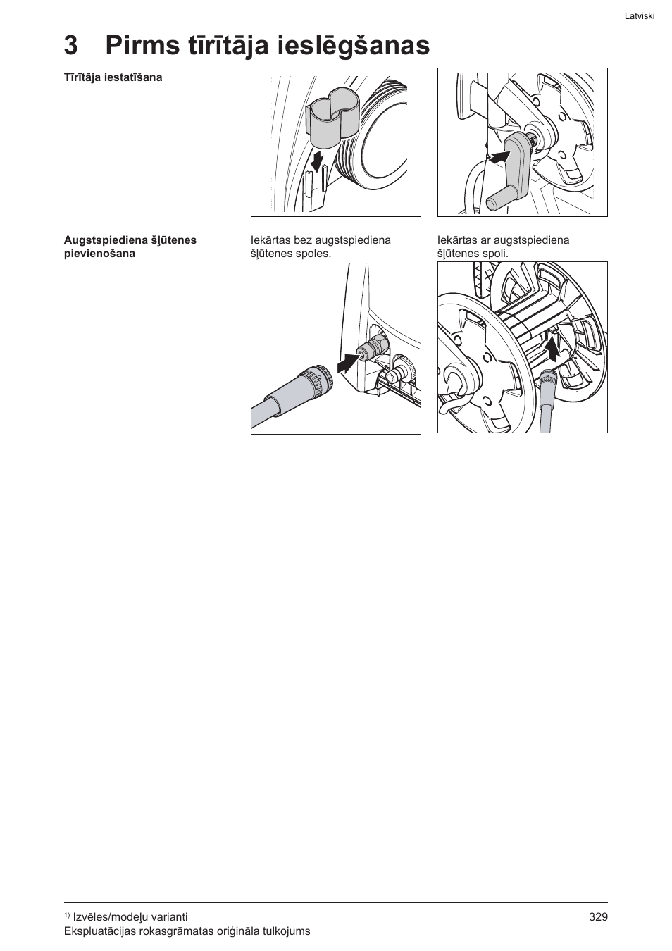 3 pirms tīrītāja ieslēgšanas | Graco AquaMax 2335E User Manual | Page 329 / 376