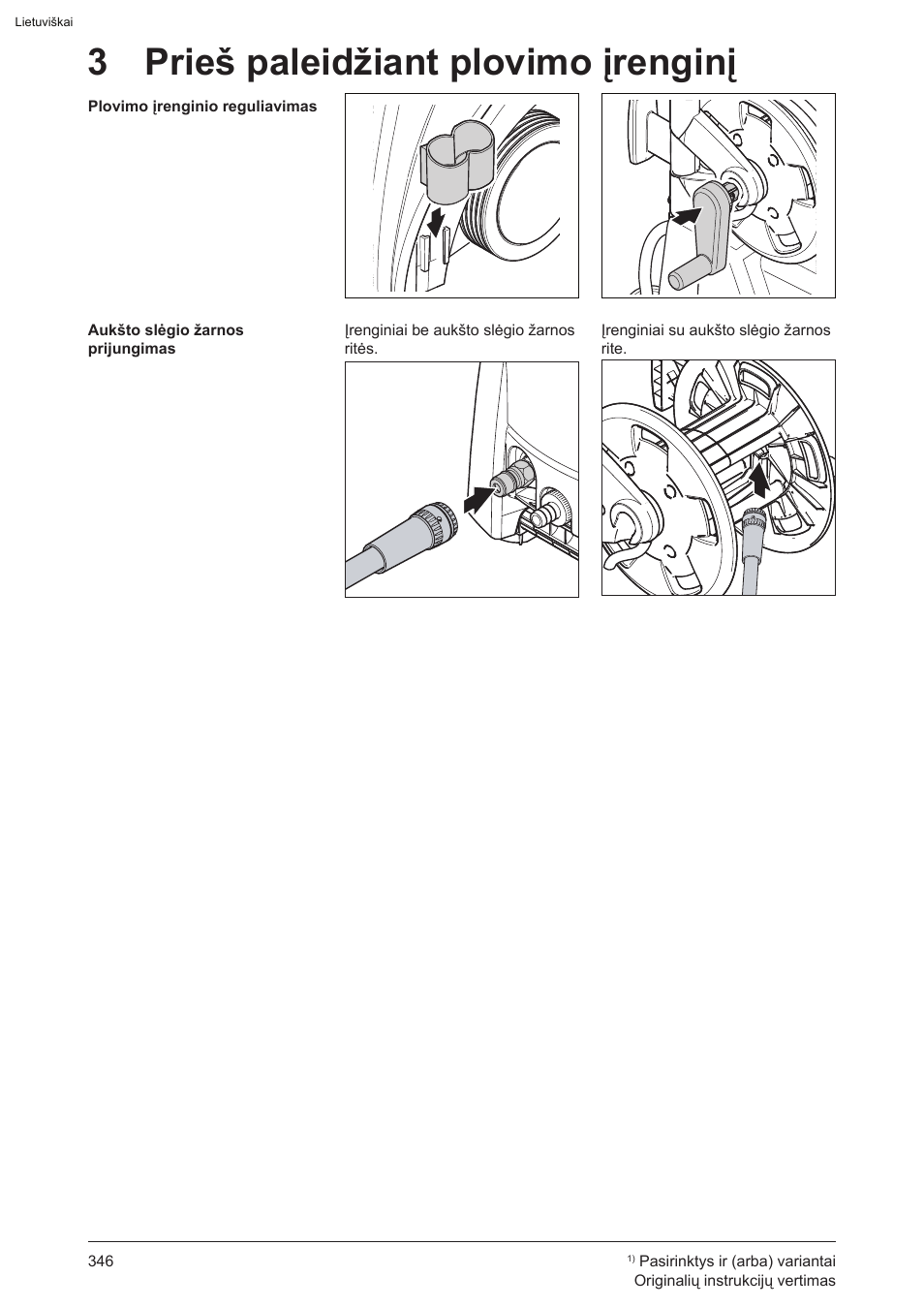 3 prieš paleidžiant plovimo įrenginį | Graco AquaMax 2335E User Manual | Page 346 / 376