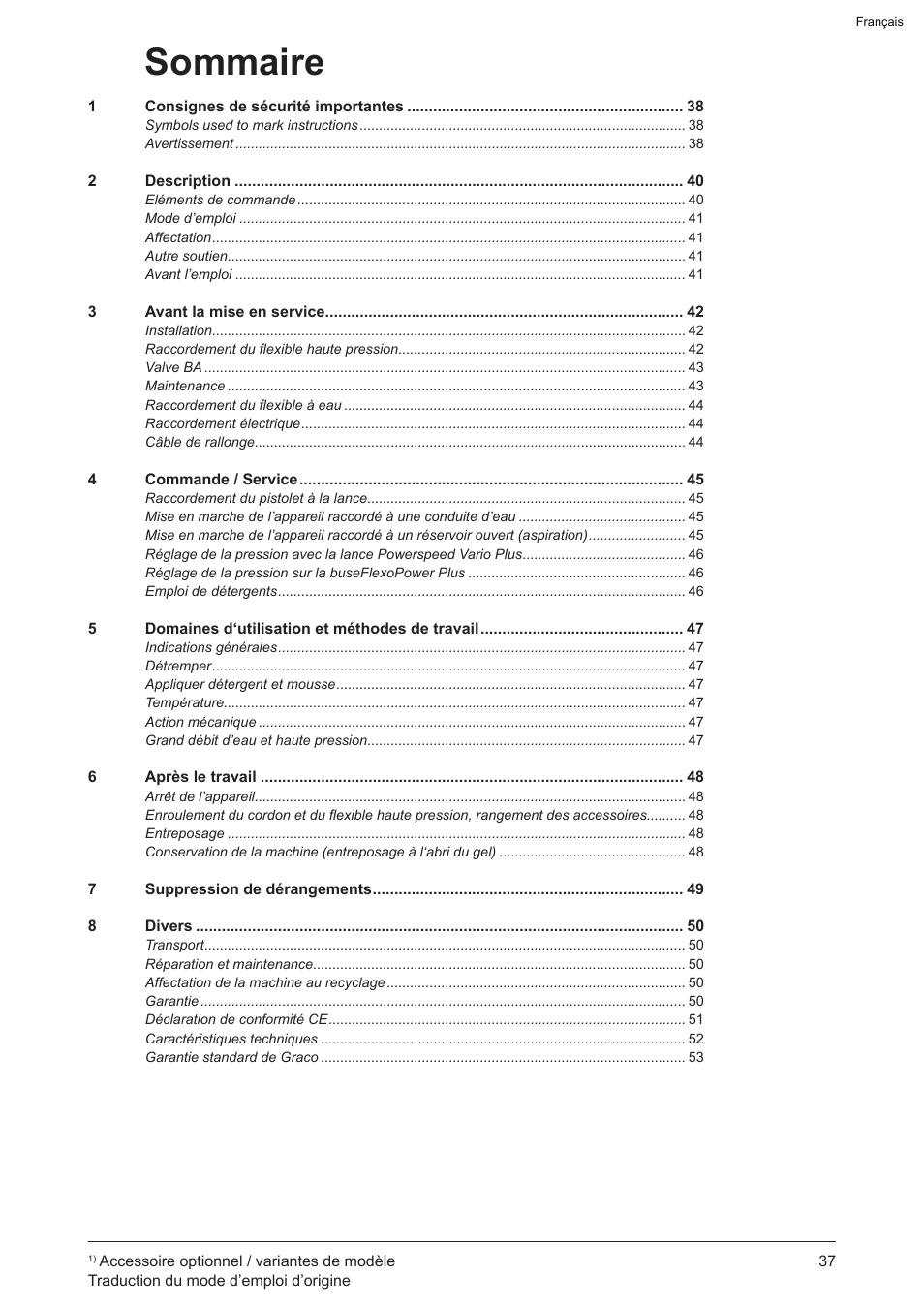 Sommaire | Graco AquaMax 2335E User Manual | Page 37 / 376