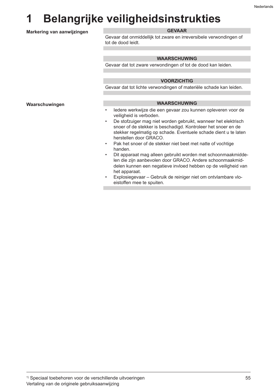 1 belangrijke veiligheidsinstrukties | Graco AquaMax 2335E User Manual | Page 55 / 376