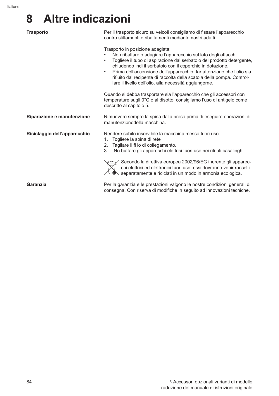 8 altre indicazioni | Graco AquaMax 2335E User Manual | Page 84 / 376