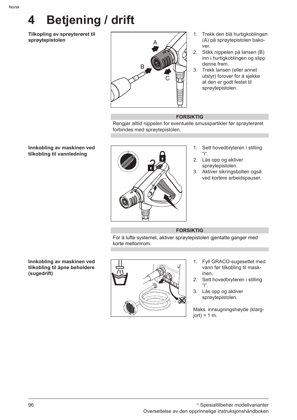 4 betjening / drift | Graco AquaMax 2335E User Manual | Page 96 / 376