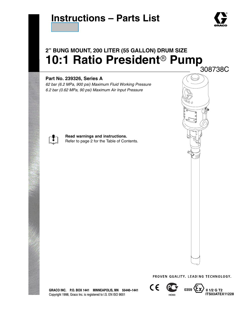 Graco Ratio President Pump 10:1 User Manual | 16 pages