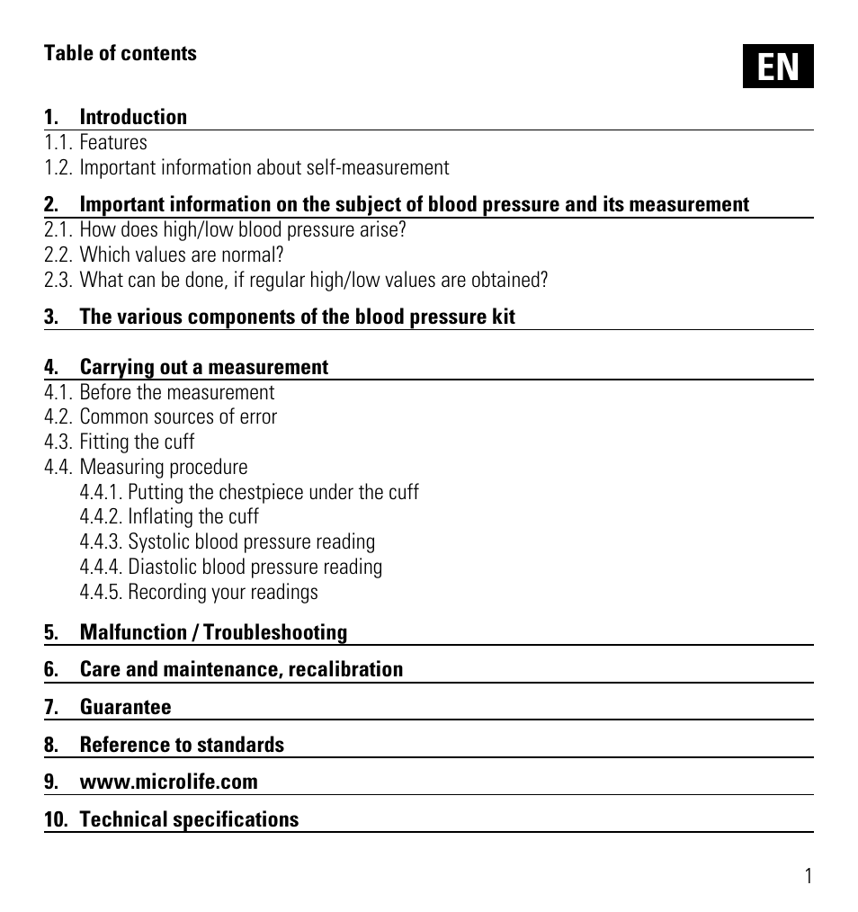 Microlife AG1-10 User Manual | Page 4 / 68