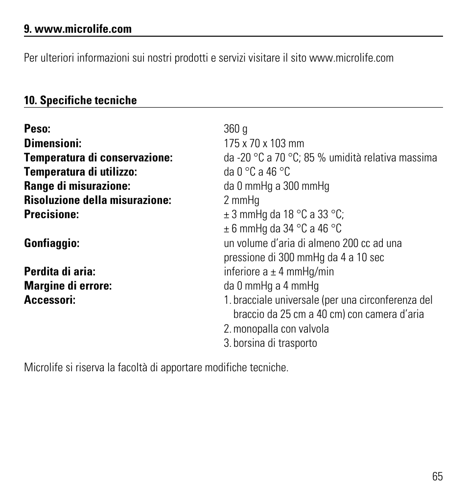 Microlife AG1-10 User Manual | Page 68 / 68