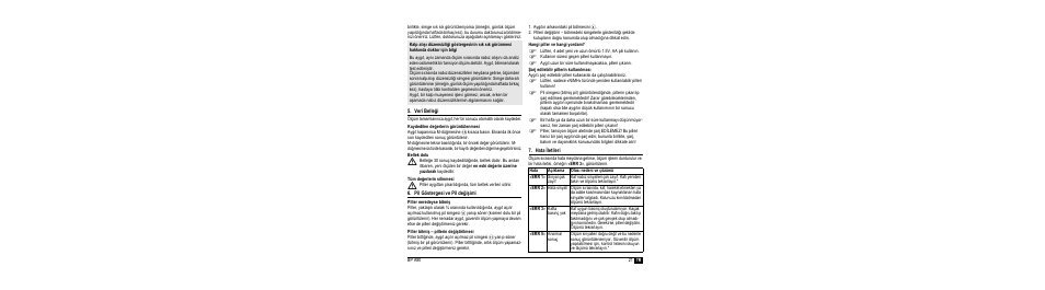 Veri belleği, Kaydedilen değerlerin görüntülenmesi, Bellek dolu | Tüm değerlerin silinmesi, Pil göstergesi ve pil değişimi, Piller neredeyse bitmiş, Piller bitmiş – pillerin değiştirilmesi, Hangi piller ve hangi yordam, Şarj edilebilir pillerin kullanılması, Hata iletileri | Microlife BP A90-30 User Manual | Page 23 / 37