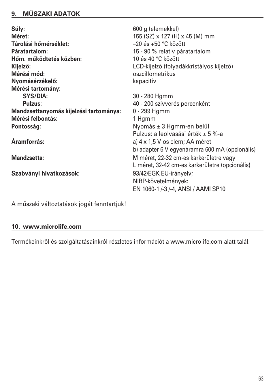 Microlife BP RM 100 User Manual | Page 66 / 66