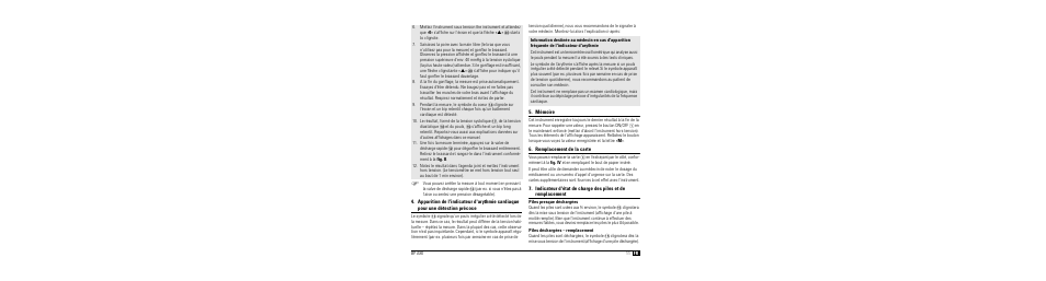Mémoire, Remplacement de la carte, Piles presque déchargées | Piles déchargées - remplacement | Microlife BP A80 User Manual | Page 13 / 107