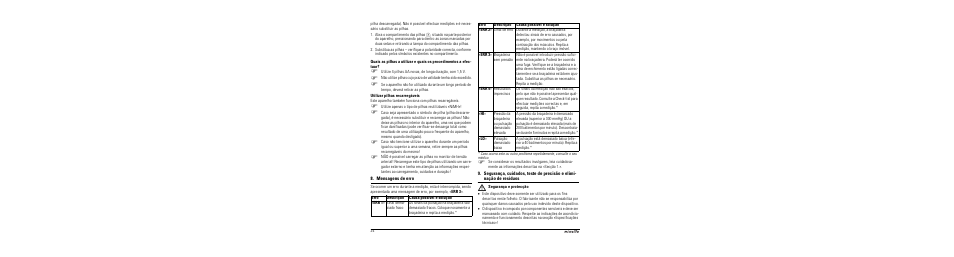 Utilizar pilhas recarregáveis, Mensagens de erro, M segurança e protecção | Microlife BP A80 User Manual | Page 26 / 107