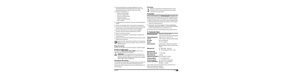 Pflege des gerätes, Reinigung der manschette, Genauigkeits-überprüfung | Entsorgung, Garantie, Technische daten | Microlife BP A80 User Manual | Page 33 / 107