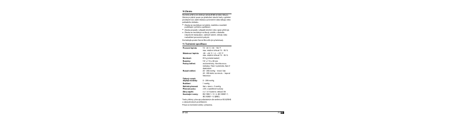 Záruka, Technické specifikace | Microlife BP A80 User Manual | Page 77 / 107
