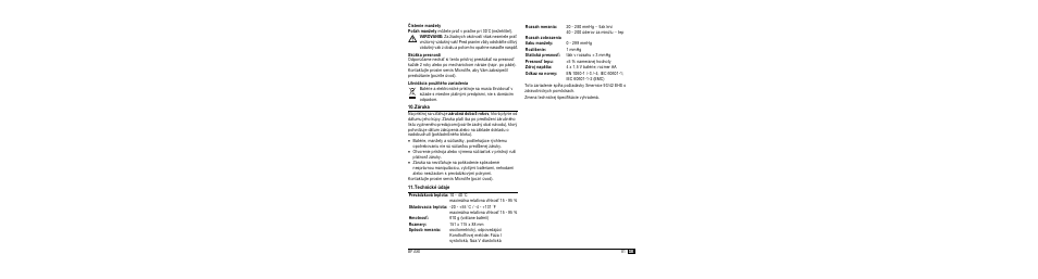 Èistenie man½ety, Skú¶ka presnosti, Likvidácia pou½itého zariadenia | Záruka, Technické údaje | Microlife BP A80 User Manual | Page 83 / 107