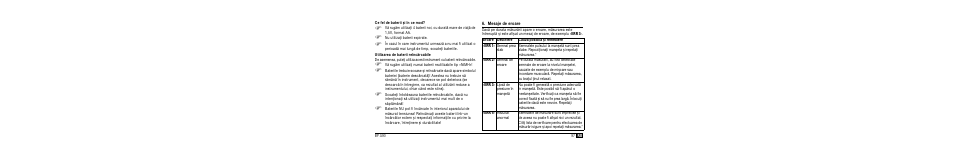 Ce fel de baterii ºi în ce mod, Utilizarea de baterii reîncãrcabile, Mesaje de eroare | Microlife BP A90 User Manual | Page 99 / 153
