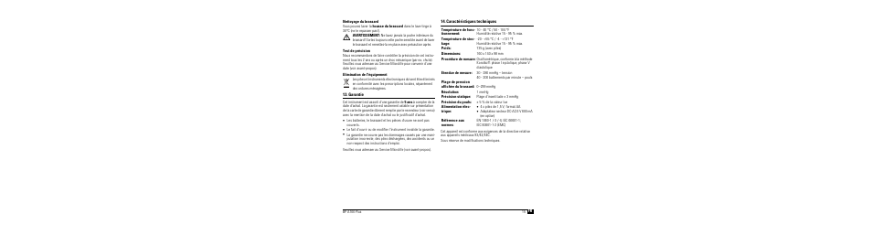 Nettoyage du brassard, Test de précision, Elimination de l'équipement | Garantie, Caractéristiques techniques | Microlife BP A100 Plus User Manual | Page 17 / 105