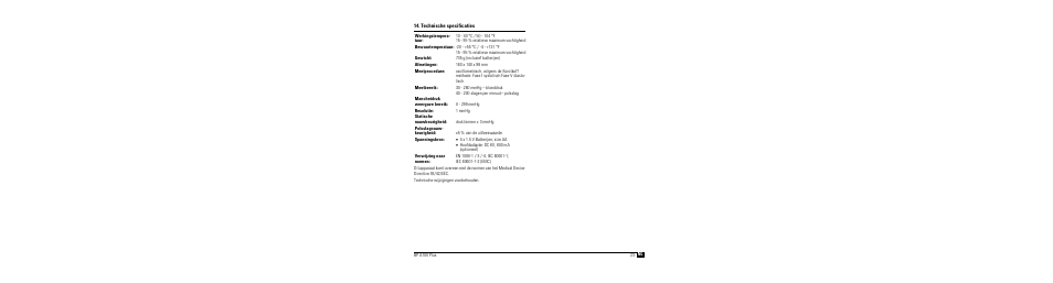 Technische specificaties | Microlife BP A100 Plus User Manual | Page 25 / 105