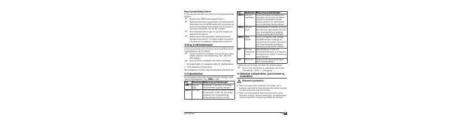 Brug af genopladelige batterier, Brug af stikkontaktadapter, Fejlmeddelelser | M sikkerhed og beskyttelse | Microlife BP A100 Plus User Manual | Page 47 / 105