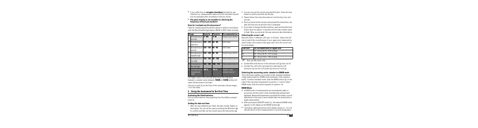 How do i evaluate my blood pressure, Using the instrument for the first time, Activating the fitted batteries | Setting the date and time, Selecting the correct cuff, Selecting the measuring mode: standard or mam mode, Mam mode | Microlife BP A100 Plus User Manual | Page 5 / 105