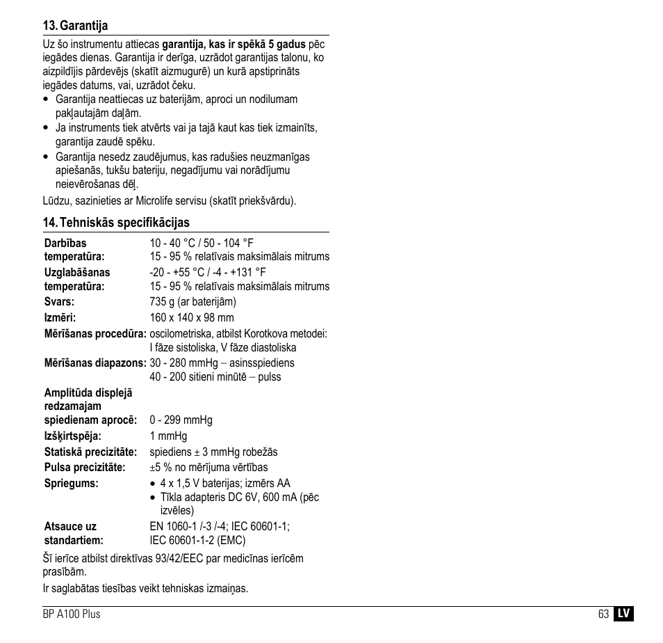 Microlife BP A100 Plus User Manual | Page 65 / 105