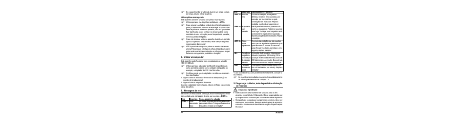Utilizar pilhas recarregáveis, Utilizar um adaptador, Mensagens de erro | M segurança e protecção | Microlife BP A100 User Manual | Page 26 / 105