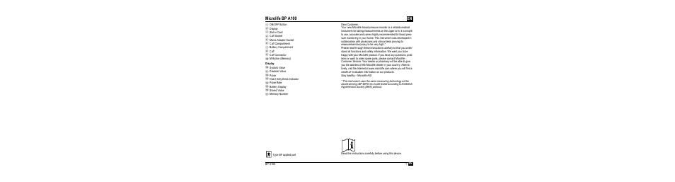 Microlife bp a100 | Microlife BP A100 User Manual | Page 3 / 105