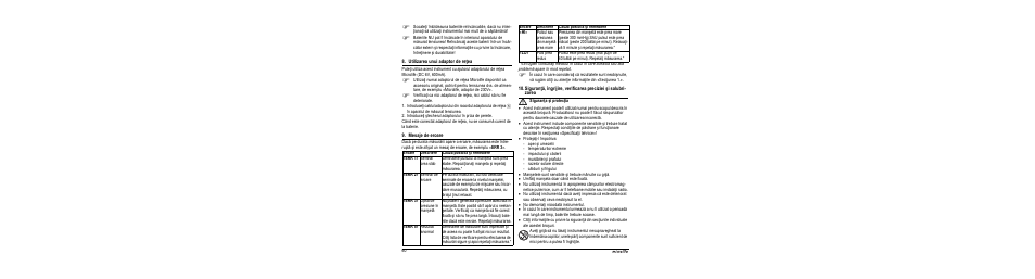 Utilizarea unui adaptor de reţea, Mesaje de eroare, M siguranţa şi protecţia | Microlife BP A100 User Manual | Page 62 / 105