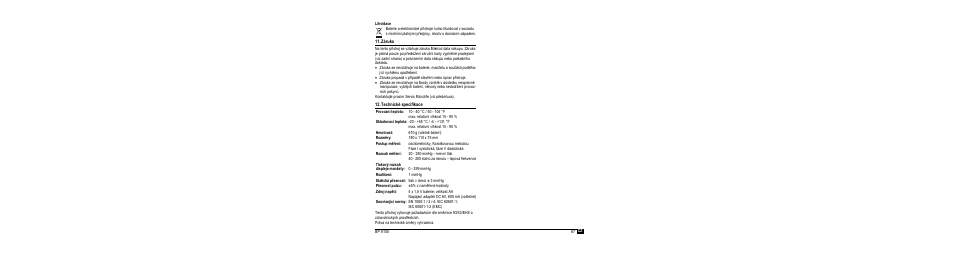 Likvidace, Záruka, Technické specifikace | Microlife BP A100 User Manual | Page 69 / 105