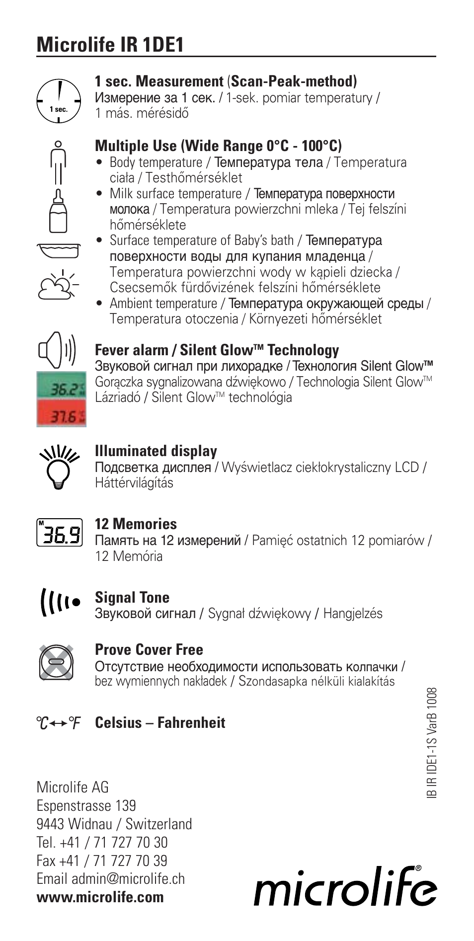 Microlife IR 1DE1 User Manual | 48 pages