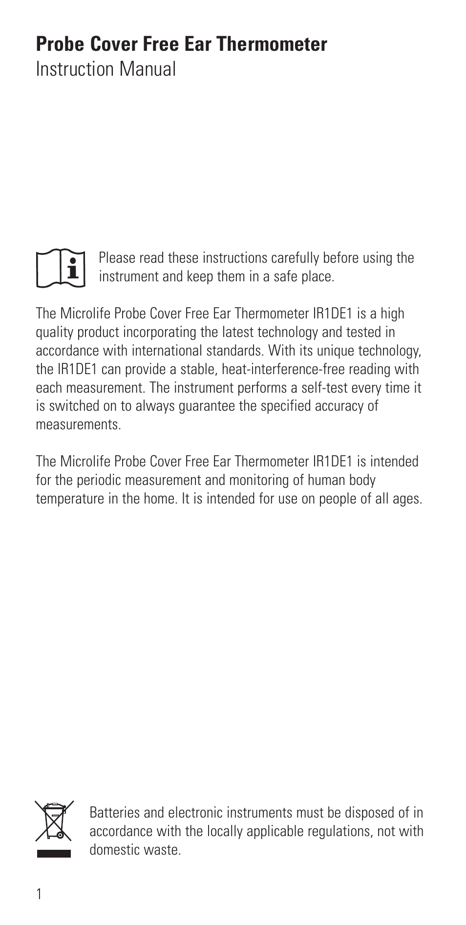 Microlife IR 1DE1 User Manual | Page 3 / 48
