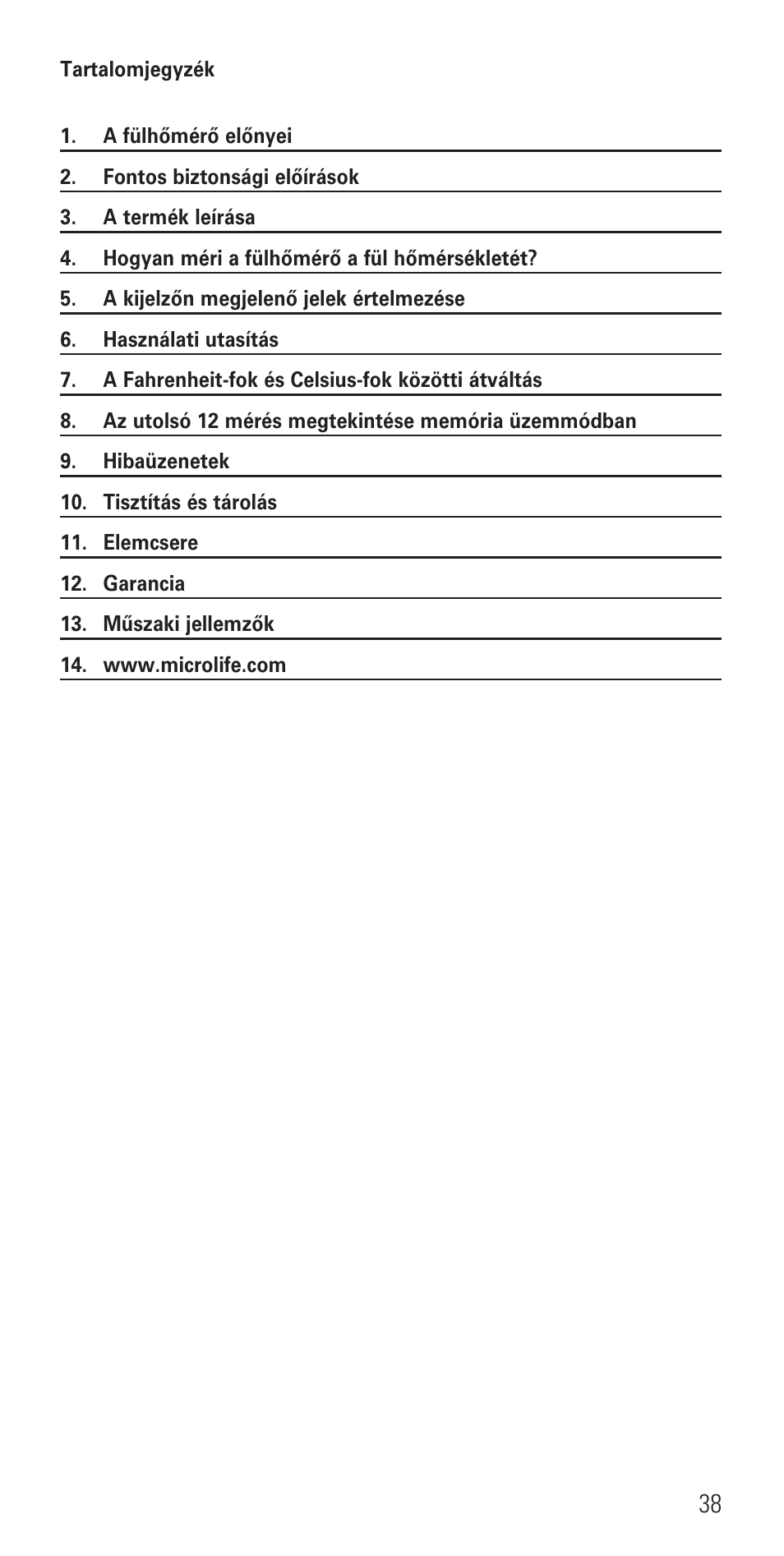 Microlife IR 1DE1 User Manual | Page 40 / 48