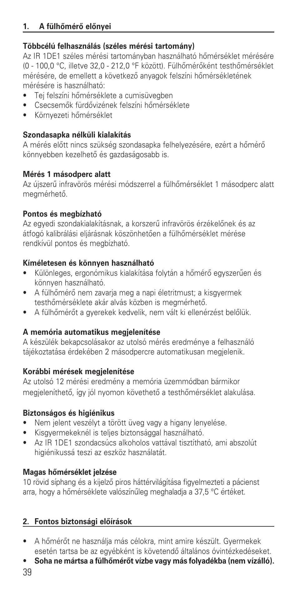 Microlife IR 1DE1 User Manual | Page 41 / 48