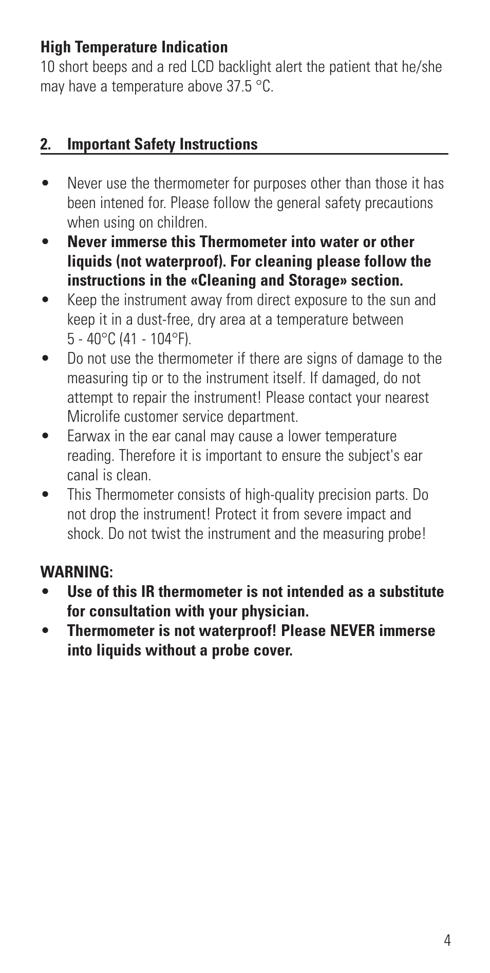 Microlife IR 1DE1 User Manual | Page 6 / 48