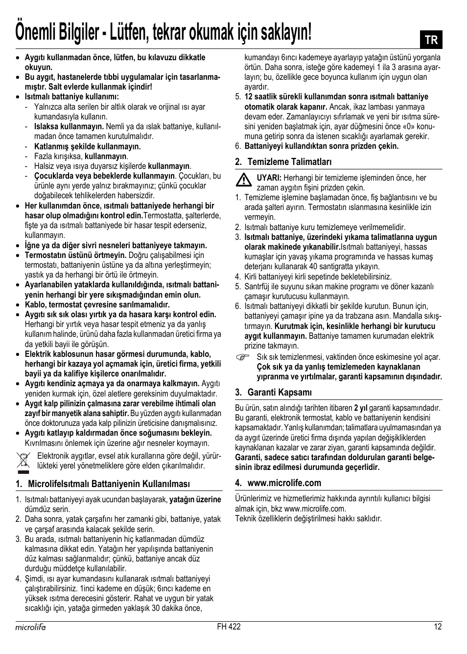 Microlife FH 422 User Manual | Page 13 / 26