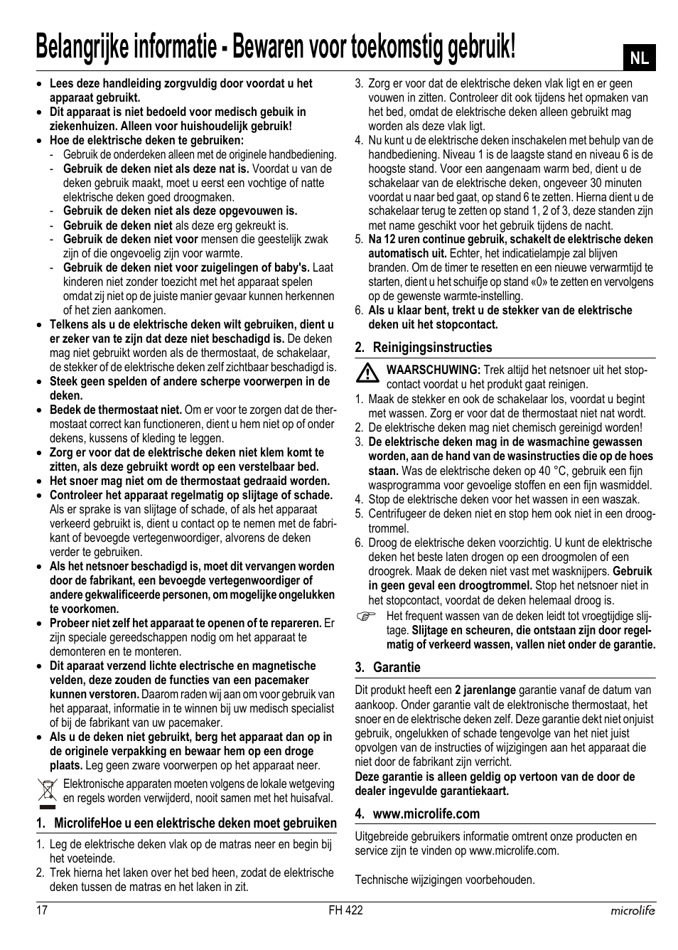 Microlife FH 422 User Manual | Page 18 / 26