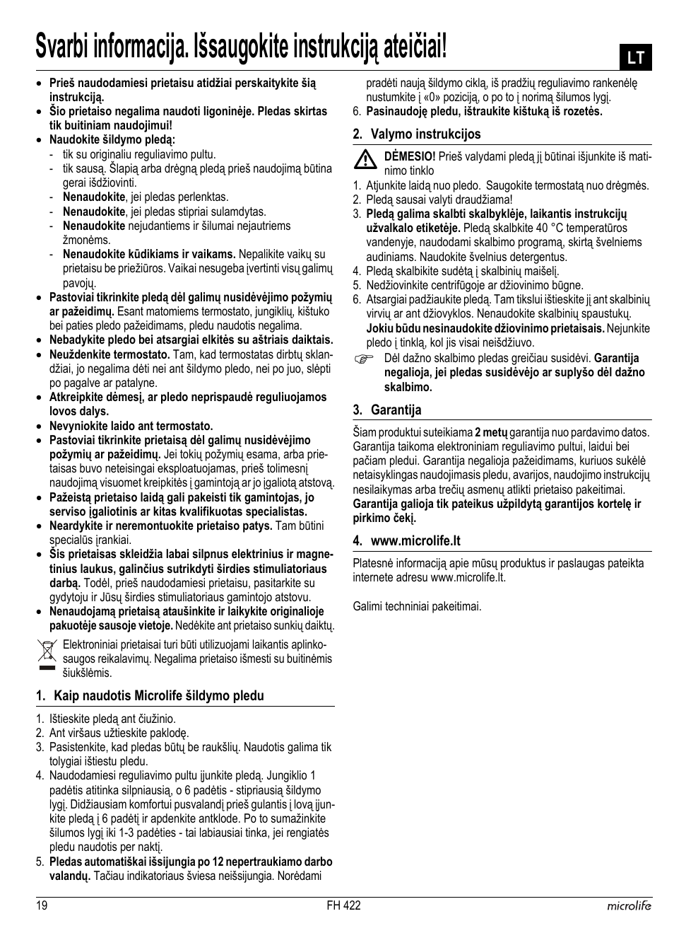 Microlife FH 422 User Manual | Page 20 / 26