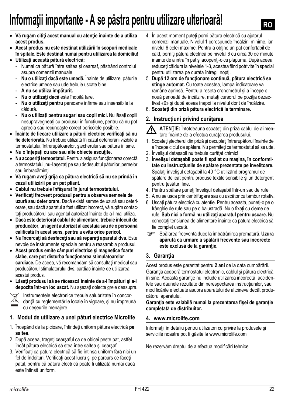 Microlife FH 422 User Manual | Page 23 / 26