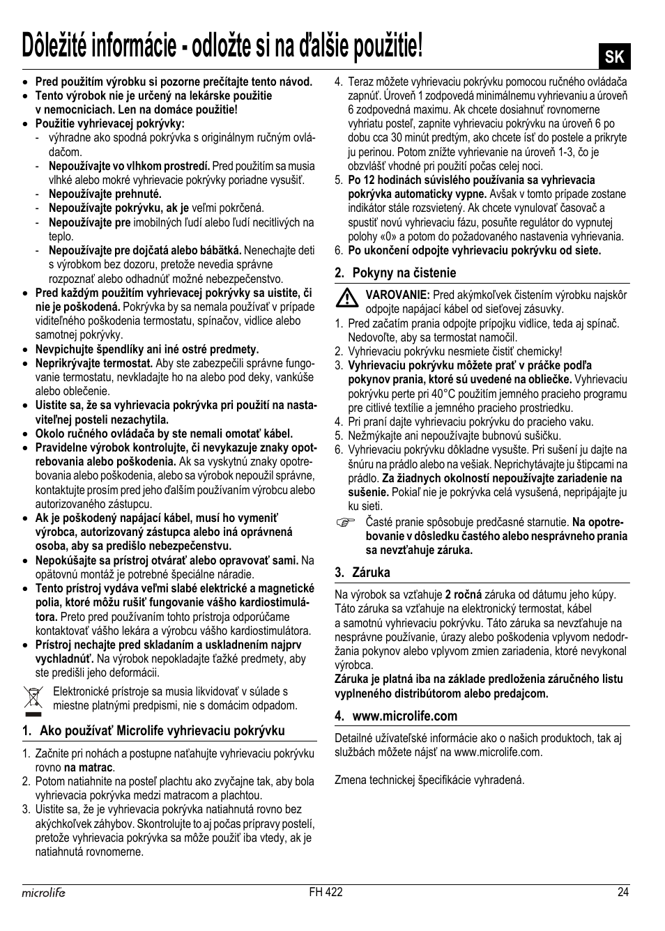 Microlife FH 422 User Manual | Page 25 / 26