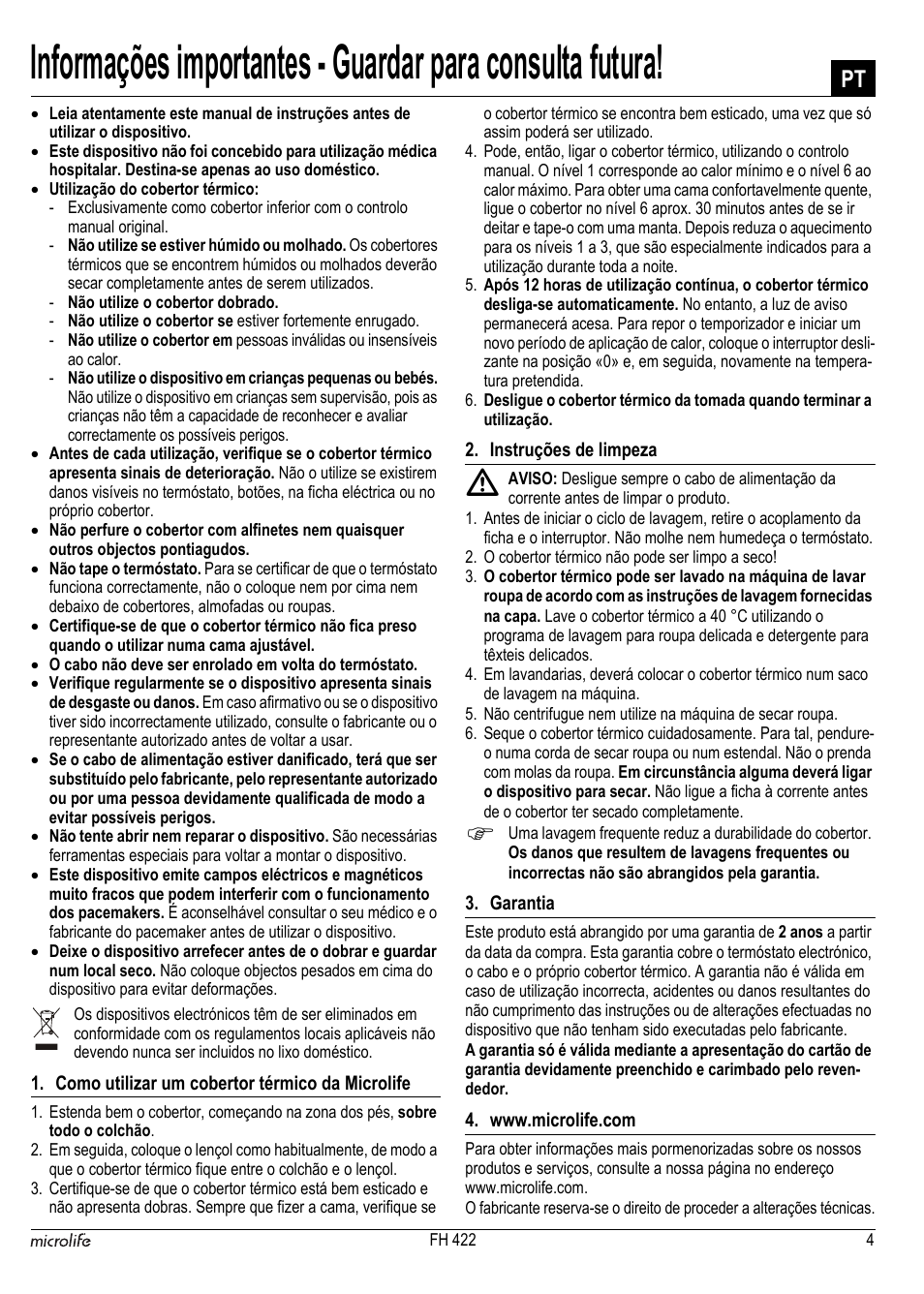 Microlife FH 422 User Manual | Page 5 / 26