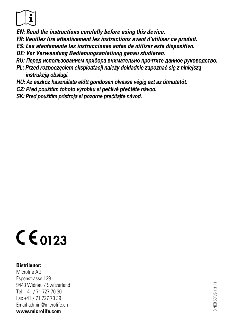 Microlife NEB 50 User Manual | 59 pages