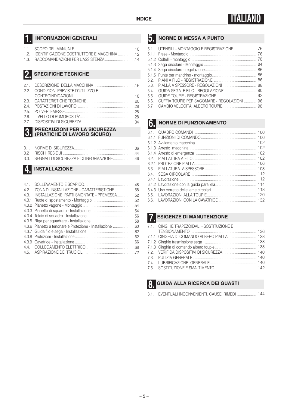 Italiano | Jet Tools C30 User Manual | Page 3 / 147