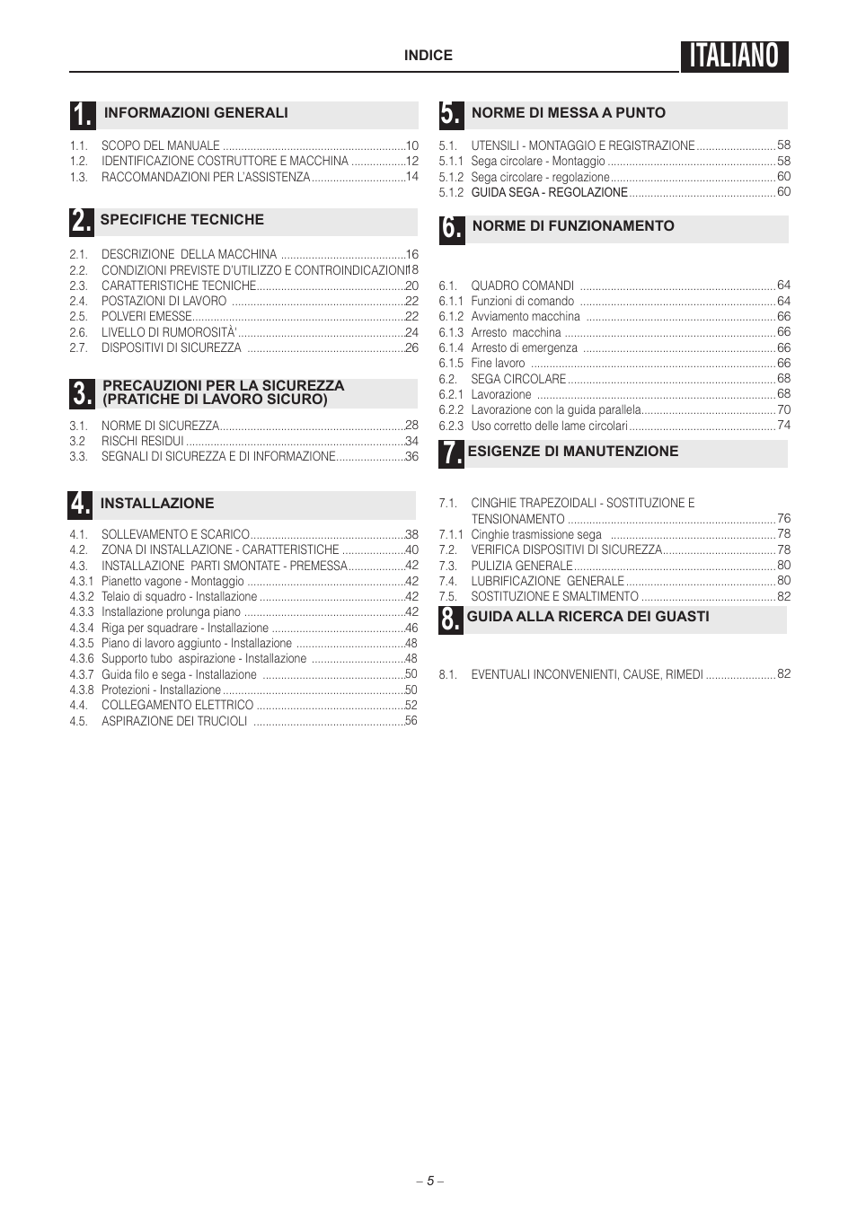 Italiano | Jet Tools sc1 User Manual | Page 3 / 85