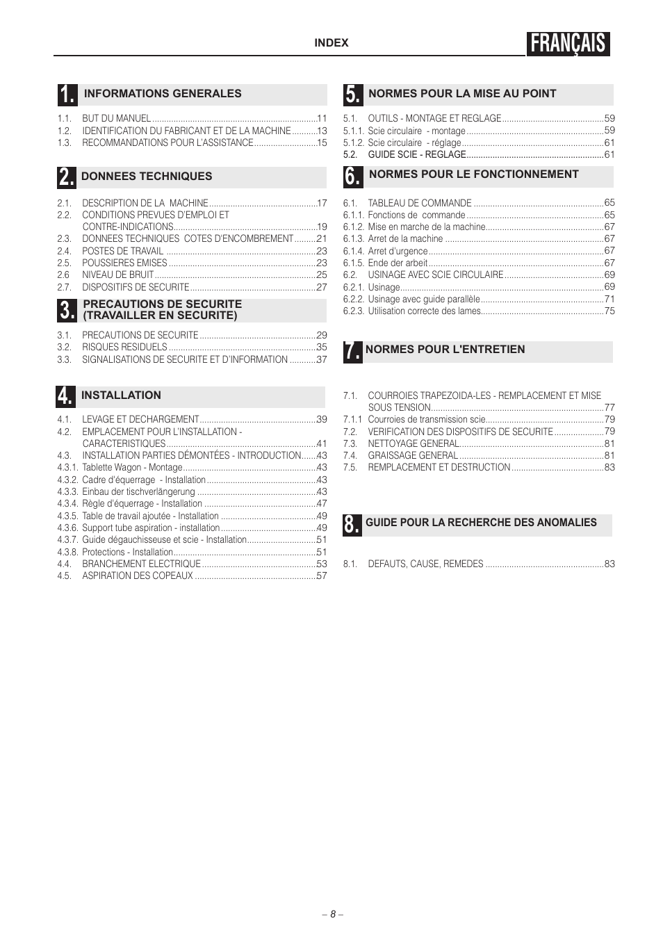 Français | Jet Tools sc1 User Manual | Page 6 / 85