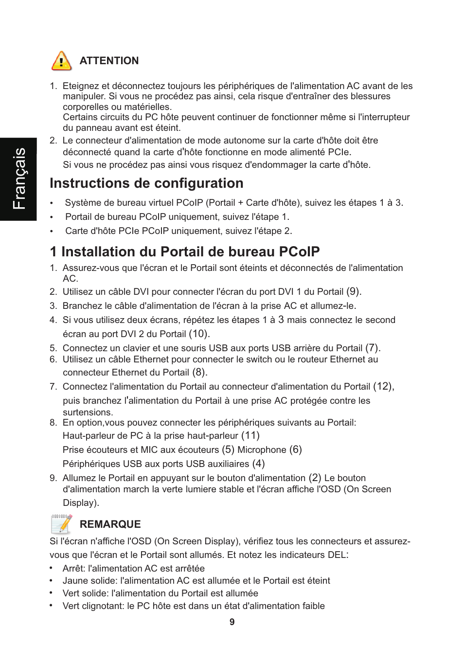 頁面 12, Instructions de configuration, 1 installation du portail de bureau pcoip | Leadtek WinFast VP200P User Manual | Page 12 / 51