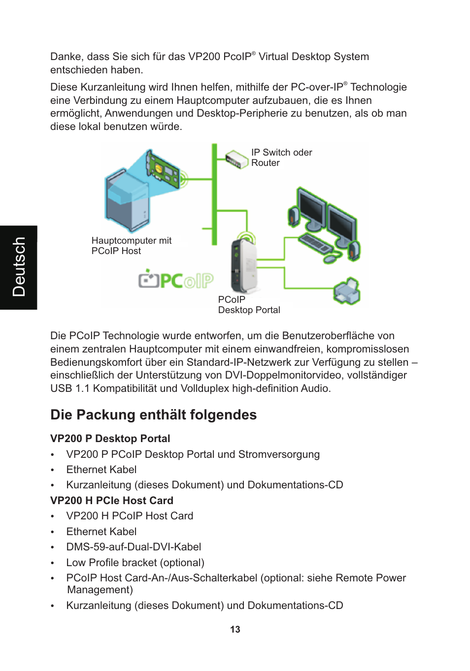 頁面 16, De u ts c h, Die packung enthält folgendes | Leadtek WinFast VP200P User Manual | Page 16 / 51