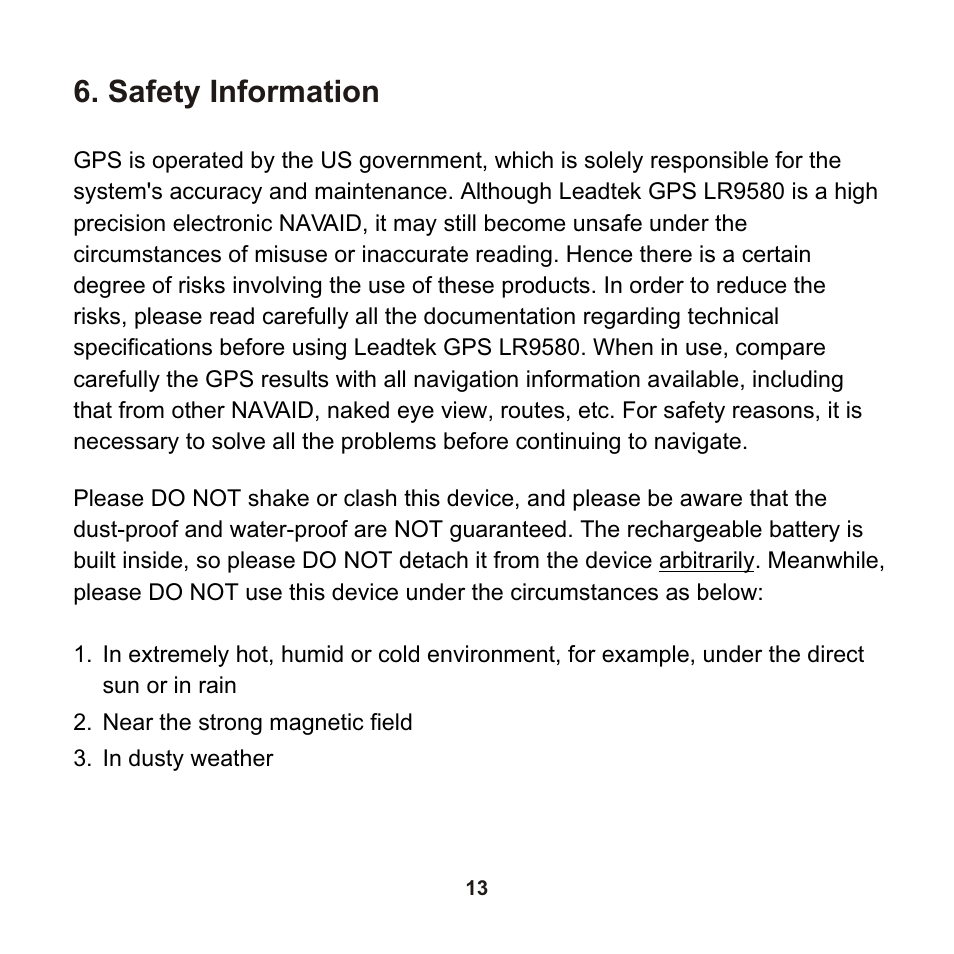 Safety information | Leadtek LR9580 User Manual | Page 14 / 42