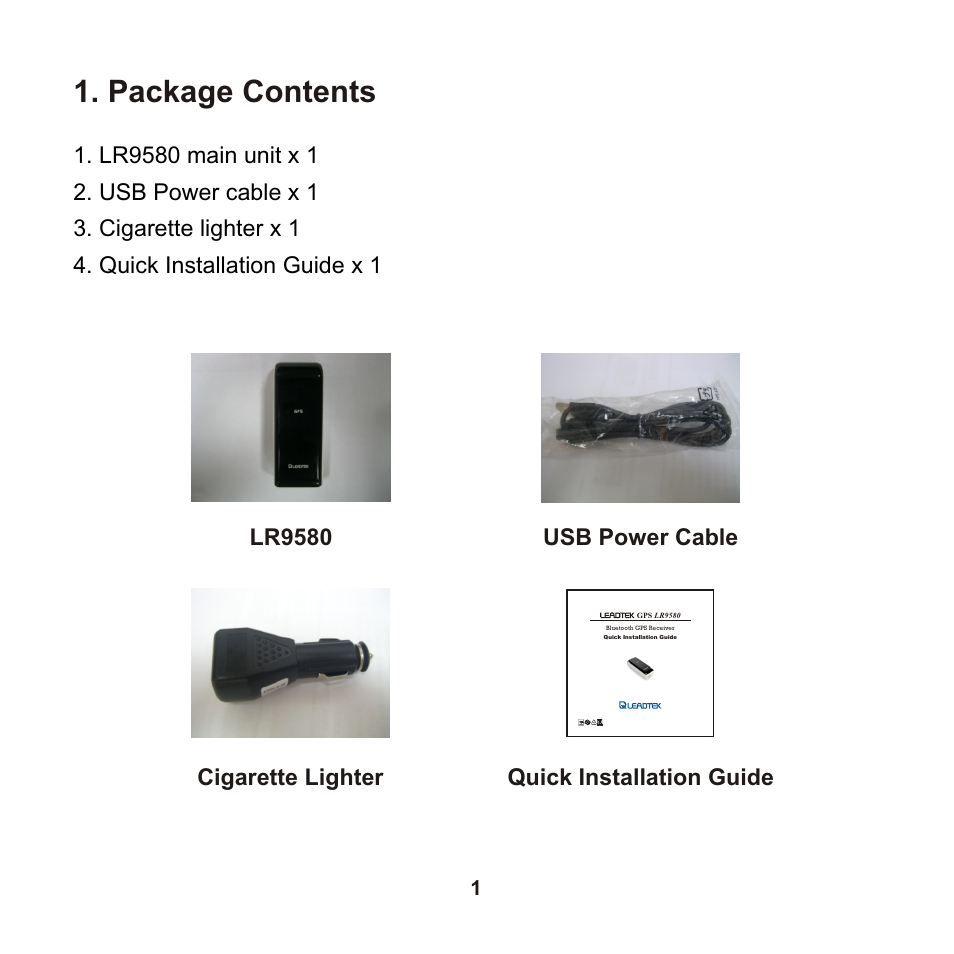 Package contents | Leadtek LR9580 User Manual | Page 2 / 42