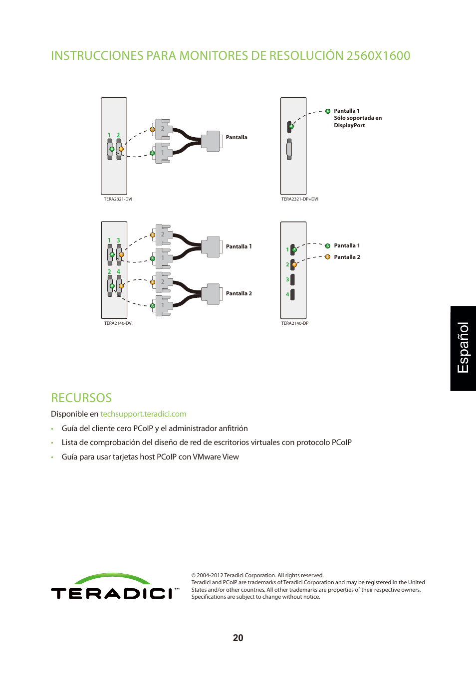 頁面 23, Español, Recursos | Leadtek TERA2321 Zero Client User Manual | Page 23 / 69